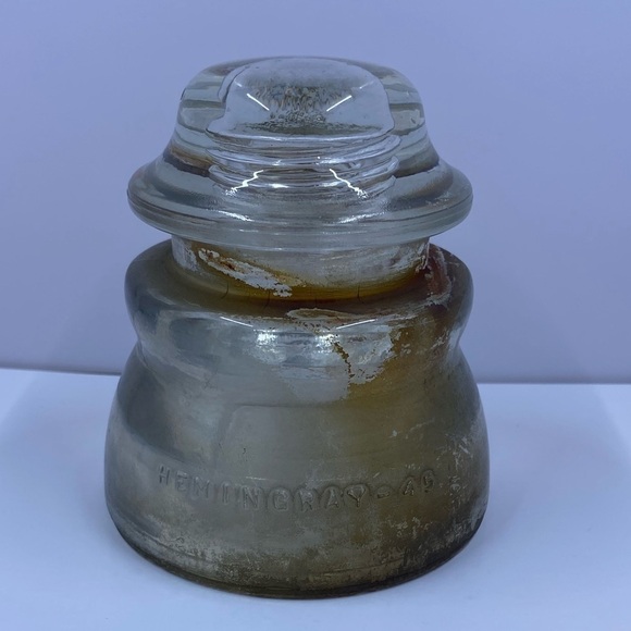 2 GLASS INSULATORS~FROM UTILITY POLE~HEMINGRAY #45 W/FLAT BOTTOM~G23 - Picture 12 of 13
